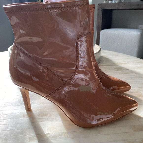 torrid Shoes - Tan Patent Boots Wide Width